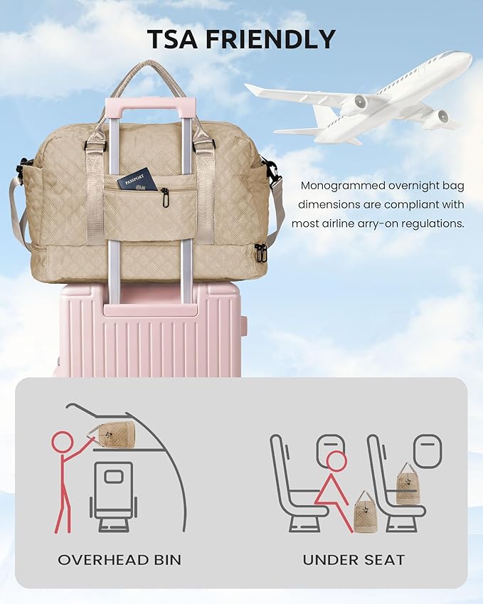 Gifts for Teen Girls 16-18, Birthday Gift-Initial Travel Bag with Shoe Compartment, Personalized Weekender Bag, Monogram Overnight Bag for Women, Letter Travel Bag with Makeup Bag (Letter Z)