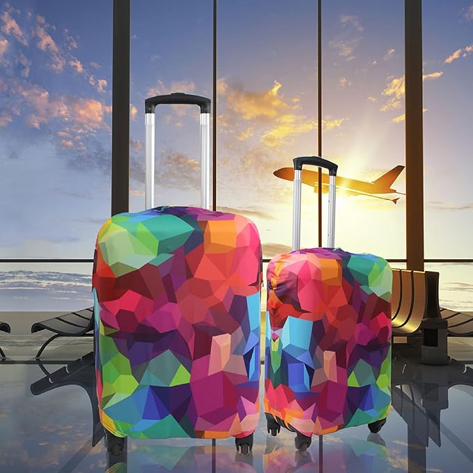 Explore Land Travel Luggage Cover Suitcase Protector Fits 27-30 Inch Case (Geometry, L)