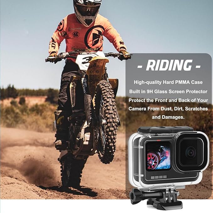 Compatible for Go Pro Hero 13 12 11 10 9 Black Waterproof Housing Case 60M/196FT Protective Underwater Diving Case Shell with Cameras Handle Mount Accessories Kit
