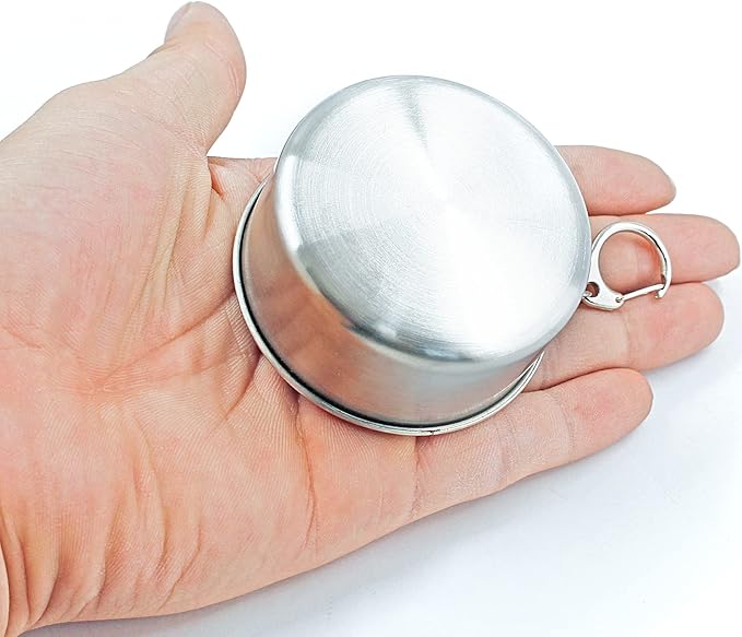 Litoexpe 5oz Collapsible Travel Cup With Keychain, Stainless Steel Folding Camping Cup Portable Drinking Mug For Hiking, Picnic and other Outdoor Activities, 150ml