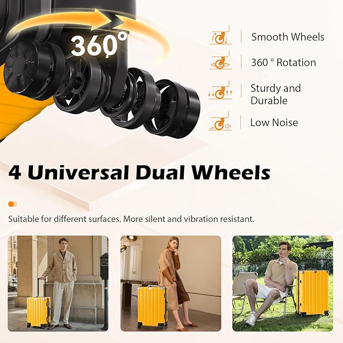Krute Large Luggage 28 inch Zipperles Suitcase With Spinner Wheels USB Charger Hardside PC Aluminum Frame Luggages Checked Suitcases with TSA Lock (1 Piece)