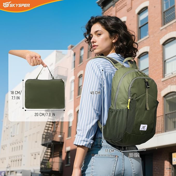 SKYSPER Small Hiking Backpack for Men Women 20L RFID Packable Daypack Ultralight Foldable Back Pack Lightweight Collapsible Travel Day Pack