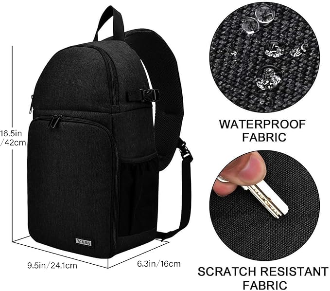 CADeN Camera Bag Sling Backpack for DSLR/SLR Mirrorless Camera Waterproof, Camera Case Compatible for Sony Canon Nikon Camera and Lens Tripod Accessories Black