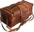 Leather Duffle Bag for Men Luggage Handmade Travel Bag Carry On Luggage Weekender Bags Overnight Gym Sports Cabin Holdall Bag For Airplanes Men And Women (28 Inch Brown)