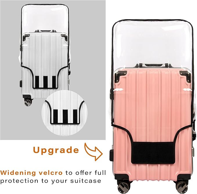 3PCS Clear PVC Suitcase Cover Protectors Transparent Luggage Covers Waterproof Wheeled Suitcase Dust Cover Dustproof Travel Luggage Sleeve Protector 20"+24" 28" (3PCS Upgraded)