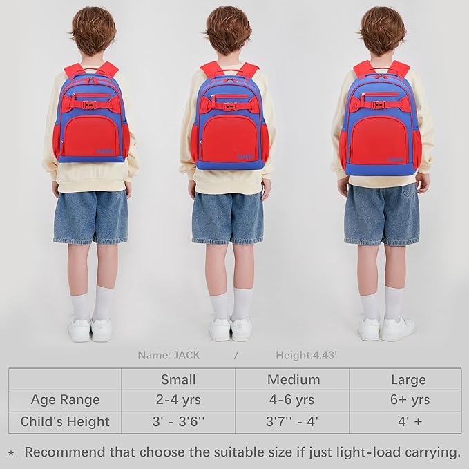 Lightweight Kids Backpack for School Kindergarten Elementary Backpacks for Boys Ages 6-8-10 (Red Navy Blue)