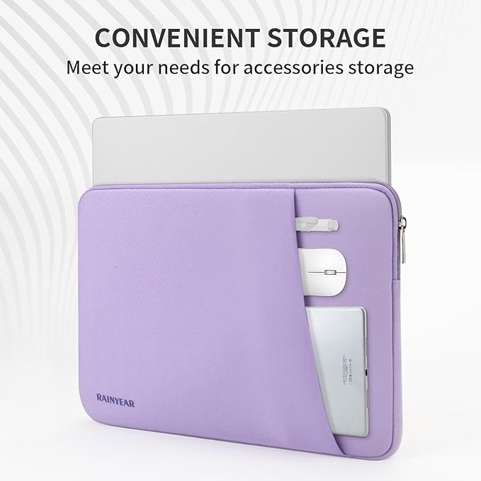 RAINYEAR Laptop Sleeve Case with Front Pocket, 13.3 Inch Protective Portable Case Briefcase Laptop Bag Cover Compatible with MacBook Air/Pro 13-13.3 inch, MacBook Pro/Max 14 inch, Purple