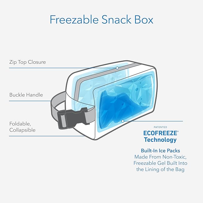 PackIt Freezable Snack Box, Sporty Camo Charcoal Navy, Built with ECOFREEZE Technology, Collapsible, Reusable, Zip Closure with Buckle Handle, Great for All Ages and Fresh Snacks on the go