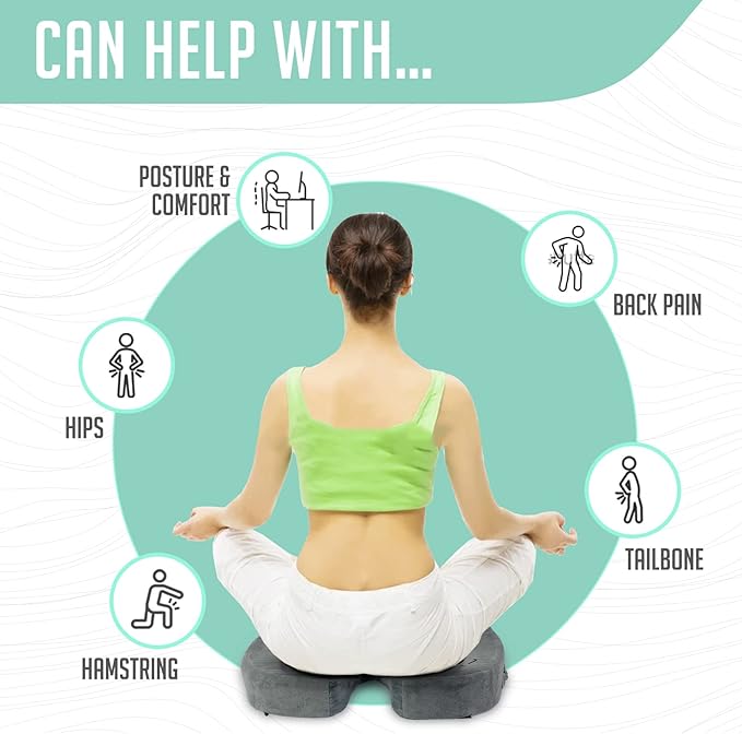 Premium Foldable Piriformis Cushion - Piriformis Pain and Sciatic Pain Relief Cushion - for Home & Office Use, Perfect for Travel or Driving - Piriformis Cushion