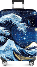 ANNA QUEEN Starry Ocean Wave Luggage Cover, Suitcase Protector with Artistic Van Gogh Style, Stretchable, Washable Travel Cover for 20-22 Inch Luggage