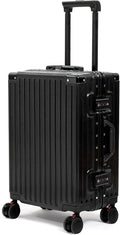 26 Inch Checked Luggage with Spinner Wheels, No Zipper Aluminum Frame Hard Shell Suitcases with TSA Lock, PC+ABS Lightweight Large Suitcase for Travel (Black)