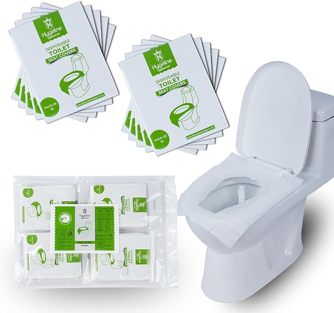 Disposable Toilet Seat Covers Pack of 100 XLarge Flushable Paper Travel Toilet Seat Covers for Adults and Potty Training, Premium Toilet Seat Liners for Public Restrooms