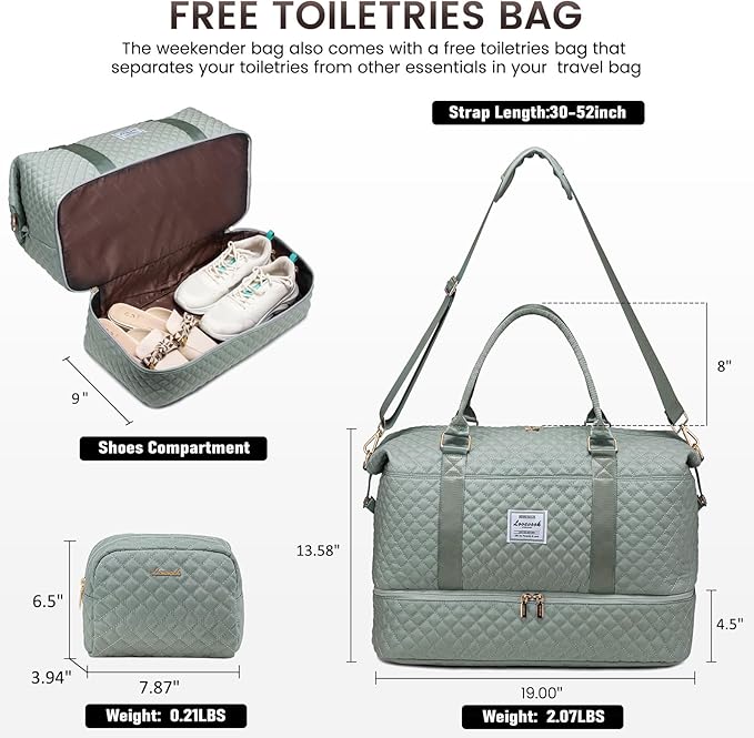 LOVEVOOK Travel Duffle Bag,Weekender Bags for Women with Shoe Compartment，Carry on Overnight Bag with Toiletry Bag,Gym Duffel Bag with Wet Pocket, Hospital Bags for Labor and Delivery