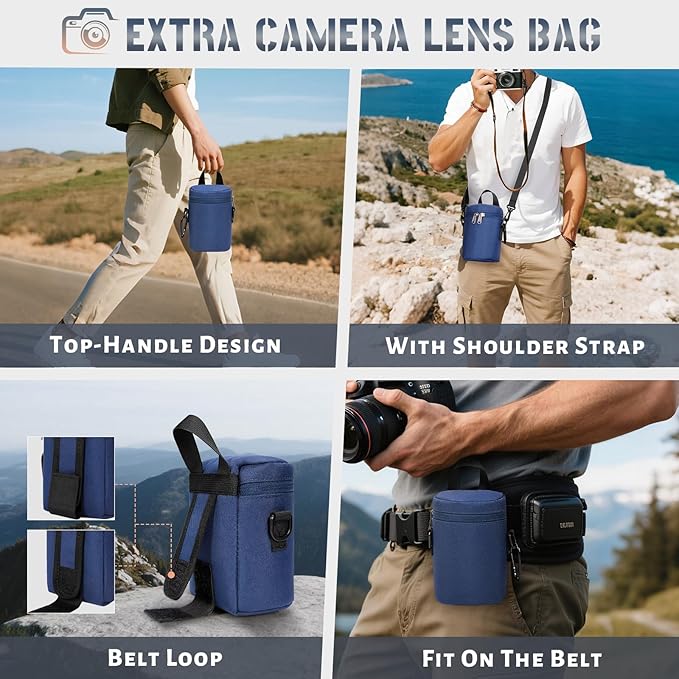 RAINSMORE Camera Backpack Hard Shell for DSLR/SLR Waterproof Camera Bag with Laptop Compartment 15.6 Inch Professional Camera Case with Rain Cover Photography Backpack Bag with Camera Lens Case Blue