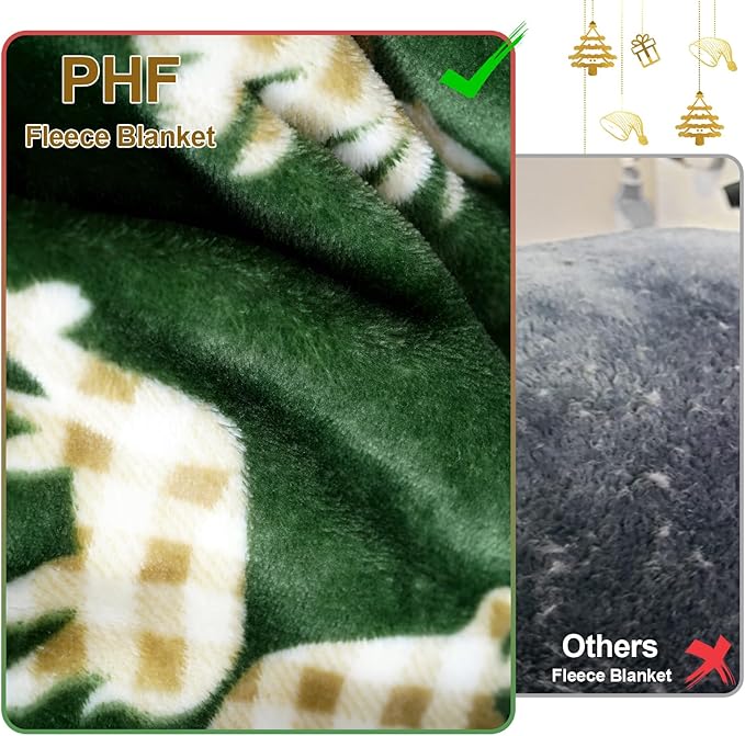 PHF Printed Fleece Blanket King Size, No Shed No Pilling Ultra Soft Plush Cozy Xmas Prints Theme Home Décor Flannel Blanket for Bed, Sofa, Couch and Gift, 108" x 90", Northern Winter