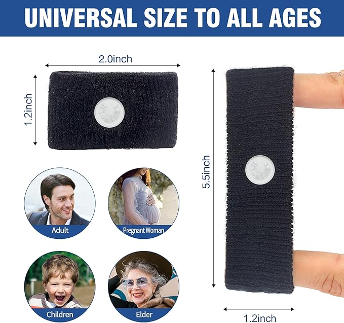 Motion Sickness Bands Anti Nausea Wristband for Adult and Kids Morning Sickness Relief for Pregnant Women Acupressure Nausea Relief for Car, Sea, Air Sickness - 3 Pairs Grey, Black, Pink