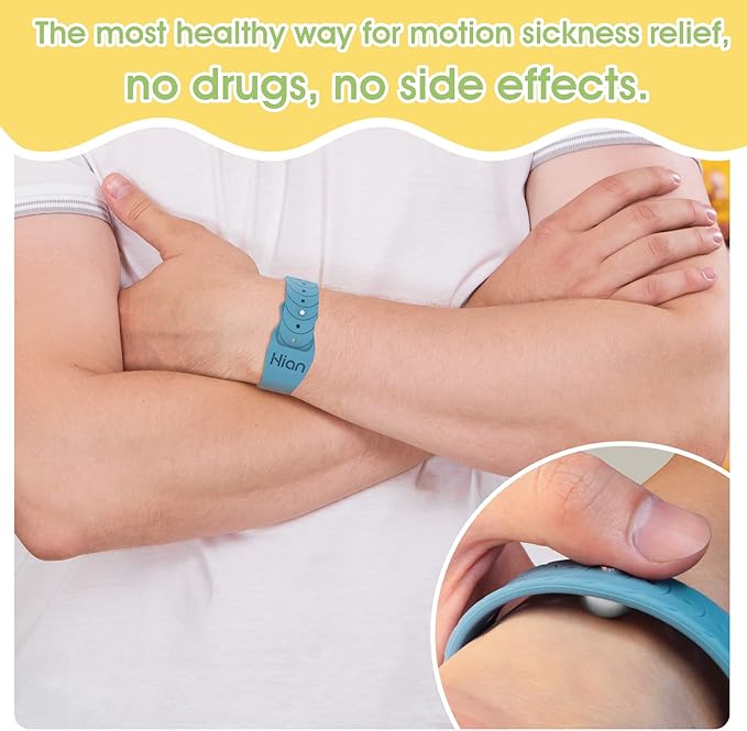 Hion Motion Sickness Bracelets Sea Sickness Wristbands for Motion Sickness/Morning Sickness/Pregnancy Nausea Anti Nausea Wristband Acupressure Nausea Bands Motion Sickness Bands（2Pairs Pine Green）