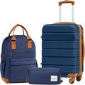 LONG VACATION 3 Piece Carry On Luggage 20 Inch Suitcase with Spinner Wheels, ABS+PC Hardshell Suitcase set with TSA Lock & YKK Zipper