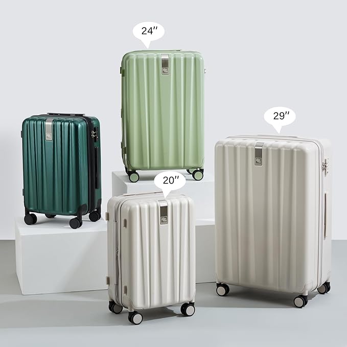 Hanke 20 Inch Expandable Carry on Luggage 22x14x9 Airline Approved Lightweight PC Hard Shell Suitcases with Wheels Travel Luggage Rolling Suitcase Travel Luggage Bag for Weekender(Bamboo Green)
