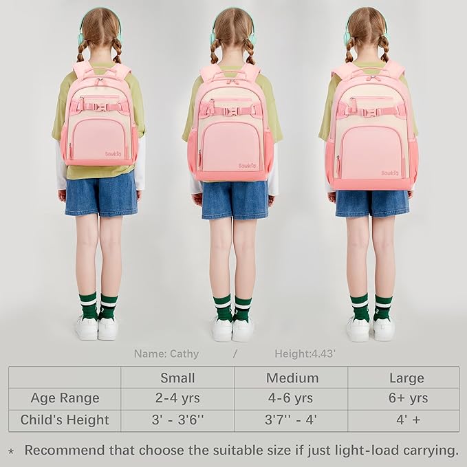 Lightweight Cute Kids Backpack for School Kindergarten Elementary Backpacks for Gilrs ages 6-8-10 (Blush Cream Coral)