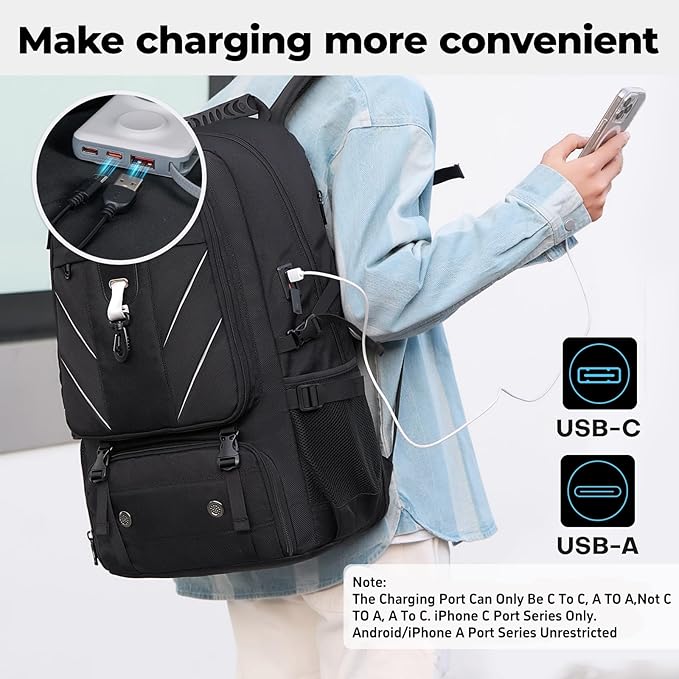 18.4 Inch Large Travel Backpack with Shoe Compartment,80L Water Resistant Anti Theft Backpacks with USB Charging Port,Carry on Flight Approved Laptop Bag Multiple Backpack (Fits above 5.91 ft height)