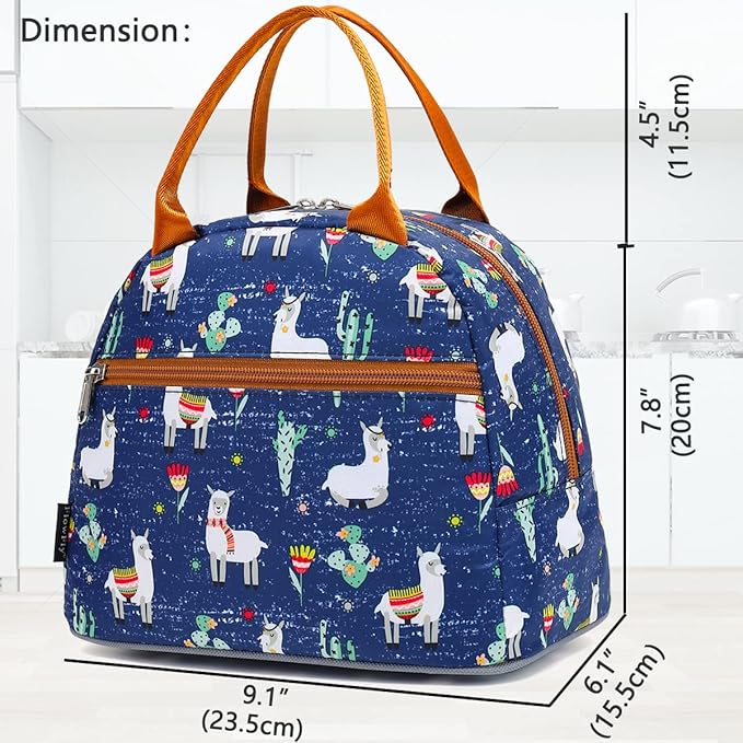 FlowFly Insulated Lunch Cooler Bag - Tote Bag Organizer for Women/Men, Alpaca
