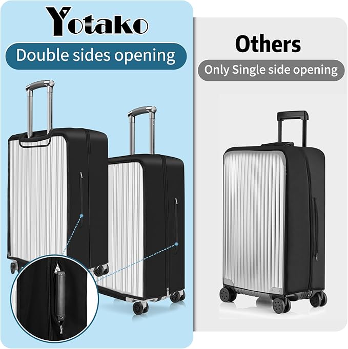 Yotako Upgraded Zippered Transparent PVC Suitcase Cover, No Disassembly Required Clear Luggage Protector for Suitcase Luggage Protector Cover 30''