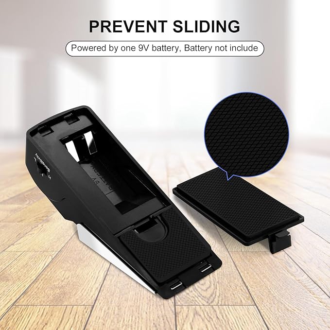 4 Pack Door Stop Alarm, Door Stopper with 120DB Security Alarm, Floor Wedge Door Stop Siren, Door Security Devices for Traveling, Apartment, Hotel and Home, Black