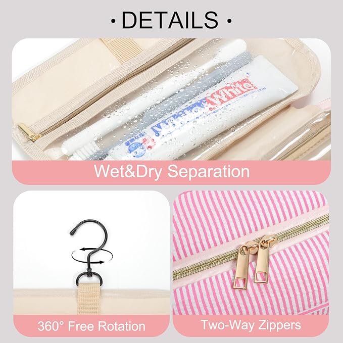 TOPEAST Hanging Toiletry Bag for Women - Initial Travel Toiletry Bag, Large Capacity Personalized Toiletry Bag for Traveling Women, Travel Essentials Travel Toiletry Bag, Travel Gifts for Women