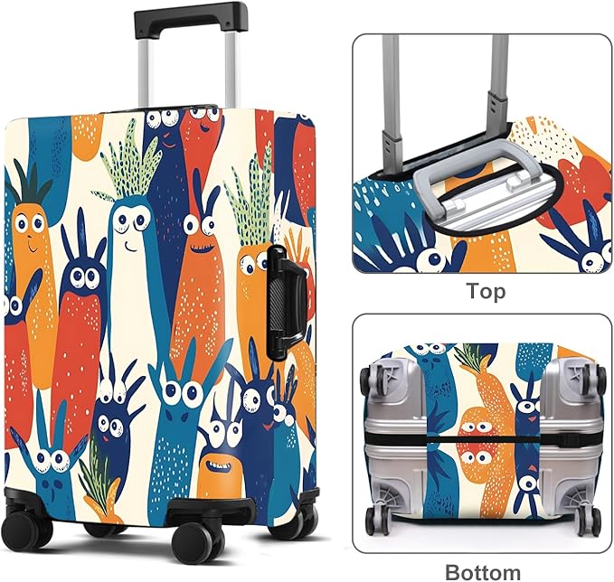 Carrot Luggage Cover Washable Suitcase Protector Anti-Scratch,Stretchable Fit for 20-34Inch Luggage Durable Travel Bag Cover with Zipper Closure (XL(32-34inch suitcase))