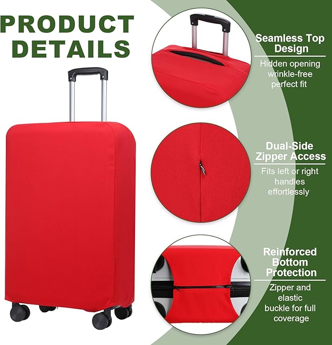 PATIKIL Luggage Cover, Suitcases Covers Elastic Carry on Cover Protector Washable Scratch-Resistant Fits 19-21 Inch Luggage for Travel Business Trips, Red