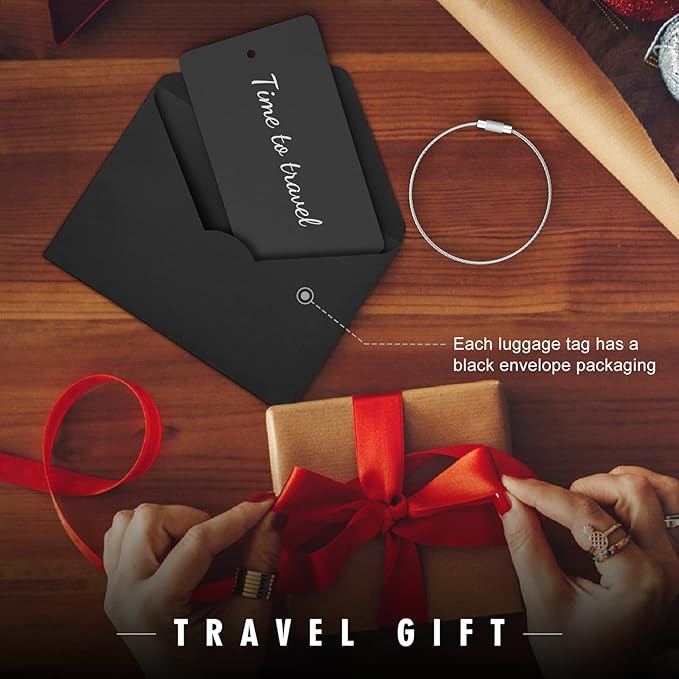 Luggage Tags for Suitcase - Personalized Engraved Metal Tag for Cruise Travel - Custom Name Tags Suitable for Bags and Backpacks(Gold),Horizontal (2x3.5'')