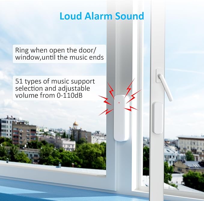 Wireless Door Chime, Door Open Sensor Alarm When Entry Business/Office/Store (500ft Range 51 Ringer Adjustable Volume) Home Alert Bell for Kid/Toddler Safety,1 Receiver +4 Sensors
