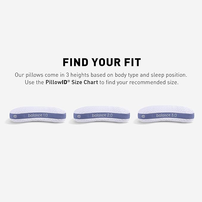 Bedgear Balance Cuddle Curve Performance Pillow - Size 1.0 - Moisture-Wicking Pillow for Side Sleepers - Medium Firmness Bed Pillow- Hypoallergenic, Washable Removable Cover - 20" W x 26" L x 5.25" H