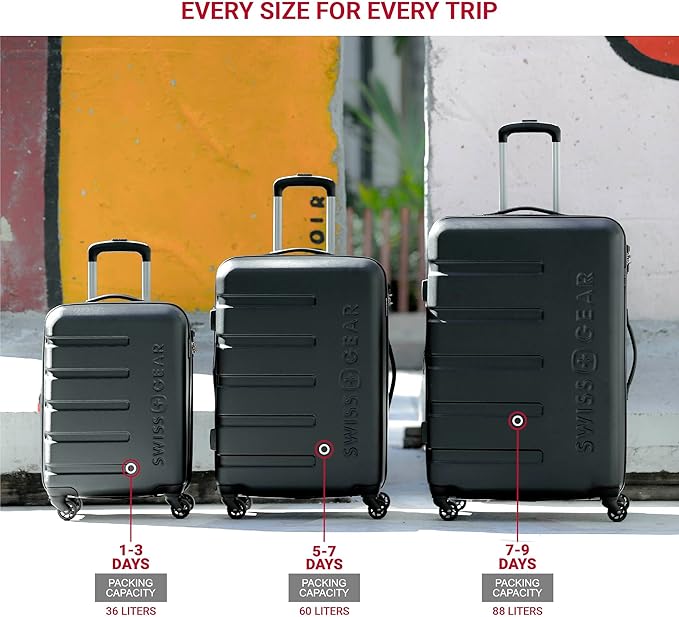 SwissGear 7366 Hardside Expandable Luggage with Spinner Wheels, White, 2-Piece Set (19/27)