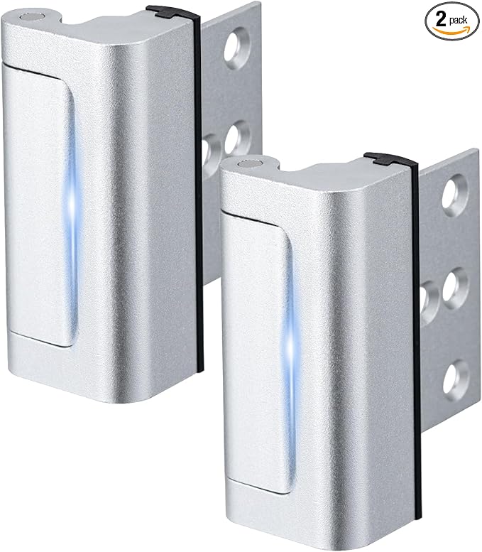 2 Pack Home Security Door Lock,Childproof Door Reinforcement Lock,with 3" Stop Withstand 800 lbs,for Inward Swing Doors,Night Kids Safety Metal Flip Lock Deadbolt Latch (Silver)