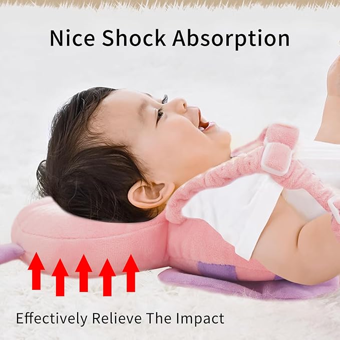 Baby Head Protector Backpack, Toddler Padded Carrier With Elasticated Wear (Pink Butterfly)