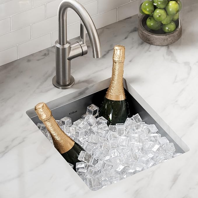 KRAUS Standart Pro 13-inch Undermount Single Bowl 16 Gauge Stainless Steel Bar Kitchen Sink, KHU101-13