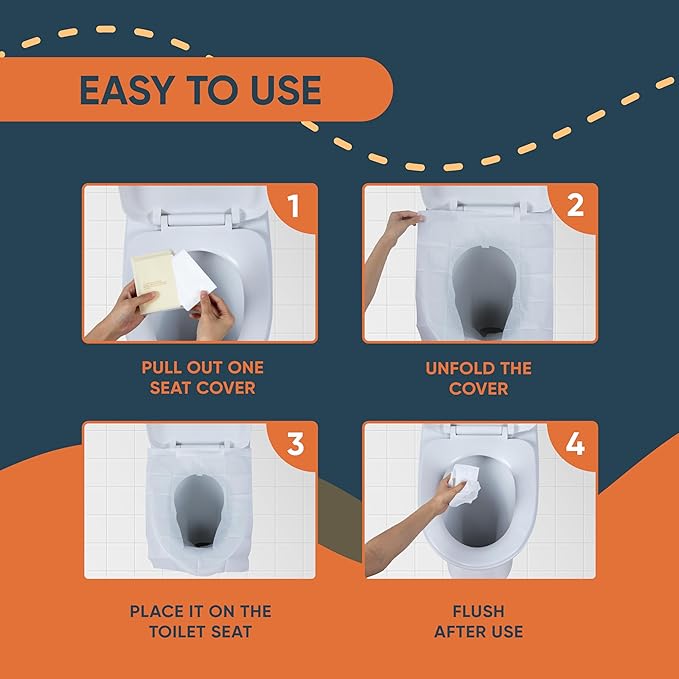 Disposable Toilet Seat Covers Pack of 200 XLarge Flushable Paper Travel Toilet Seat Covers for Adults and Potty Training, Premium Toilet Seat Liners for Public Restrooms