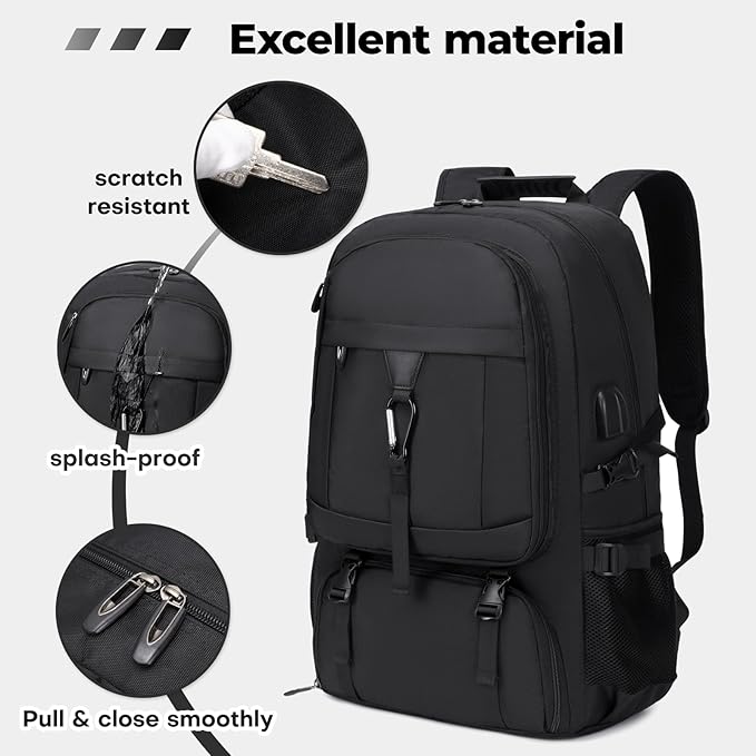 18.4 Inch gym backpack with shoe compartment,80L Multiple Compartments Backpacks, Airline Approved Carry on Travel Daypack Anti Theft with USB Charging Port,for Men Women Travel Work Business