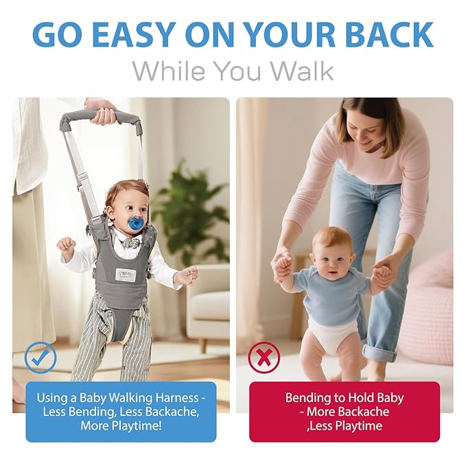 Baby Walking Harness-Handheld Assistant Belt- Toddler Infant Walking Aid for Trainer & Support 7-24 Month Old (summer-Gray-1819)