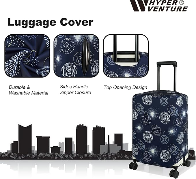HYPER VENTURE Washable Luggage Cover - Fashion Suitcase Protector Fits 18-22 Inch Luggage (Sparkler, S)