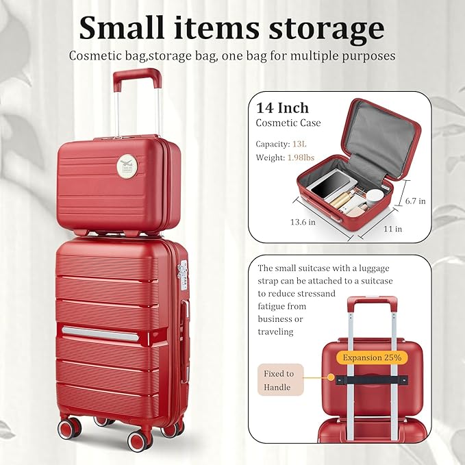 4-Piece Hardshell Luggage Set with TSA Locks, Expandable Suitcases and Silent Spinner Wheels - Vibrant Colors for Easy Identification (14/20/24/28 Inch) - Family Travel Suitcase Sets
