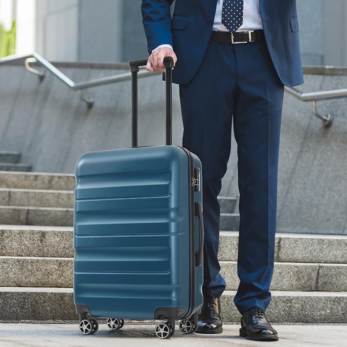 Merax 24 Inch Luggage Set Hardshell ABS Medium Suitcase with Spinner Wheels 2 Packing Cubes Lightweight Travel Luggage for Weekend Getaways Long Vacations Ink Blue