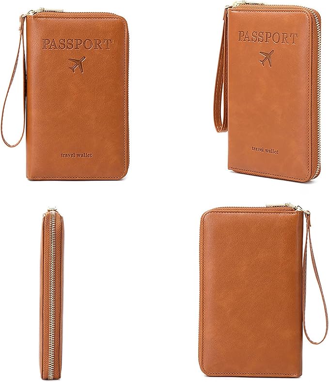Rowgins Rfid Blocking Passport Holder Wallet, Rowgins Rfid Passport Holder with Zipper, PU Leather PassportHolder for Travel (GRAY)
