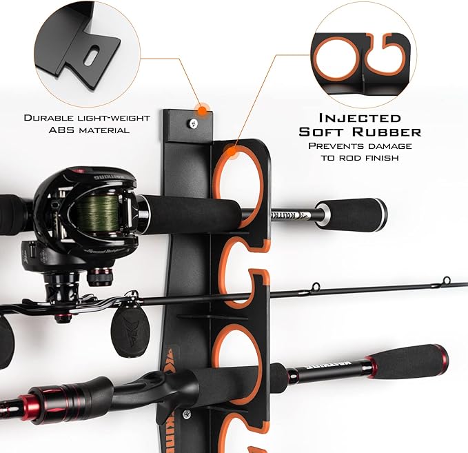 KastKing SafeGuard Fishing Rod Holder for Garage, Wall or Ceiling Mounted Fishing Rod Rack Storage Organizer, Fishing Pole Holder Holds 12 Rods or Combos in Less Than 36 Inches