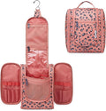 Narwey Small Hanging Cheetah Toiletry Bag Women Travel Makeup Bag Organizer Toiletries Bag for Travel Size Essentials Accessories Cosmetics (Medium, Orange Leopard)