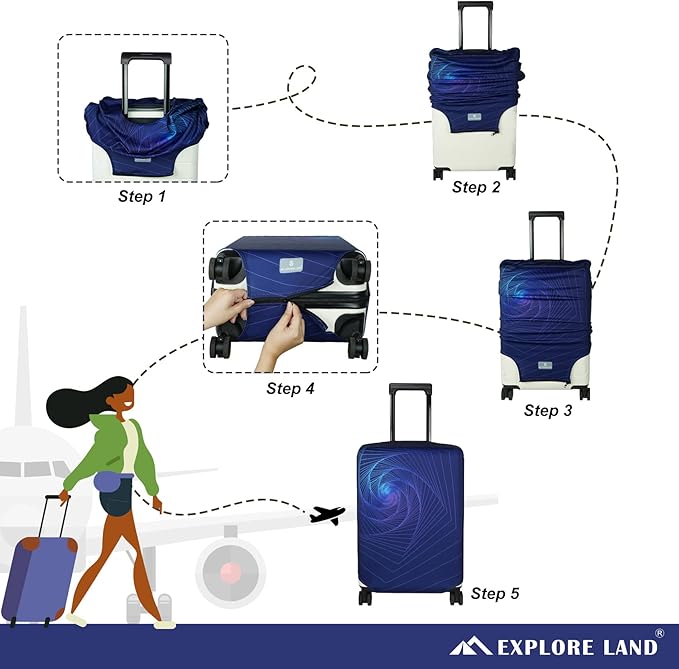Explore Land Travel Luggage Cover Suitcase Protector Fits 31-32 Inch Case (Gyrotropic, XL)