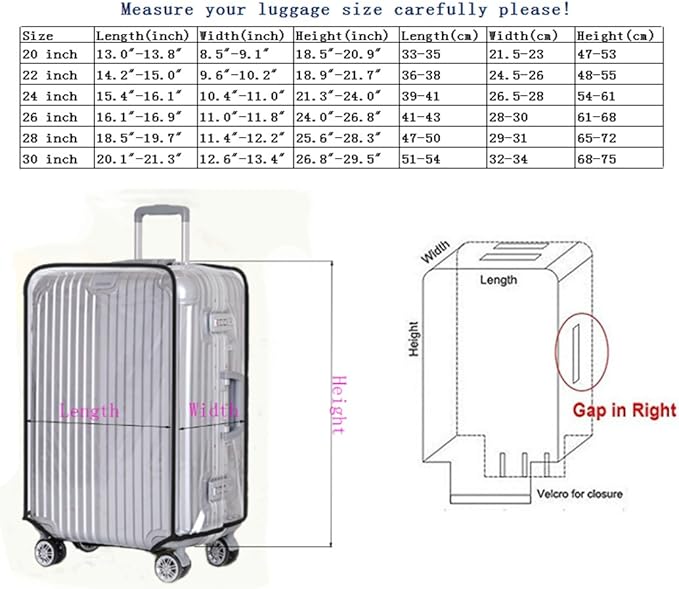 JenKin Luggage Protector Suitcase Cover PVC Waterproof Travel Suitcase Fits Most 20" to 30"（26" (16.9" L x 11.8" W x 26.8" H)）