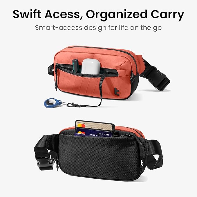 tomtoc 1.5L X-Pac Sling Bag with RFID Blocking, Crossbody Bag Minimalist Chest Shoulder Pack for Men/Women, Water-resistant Lightweight Casual Funny Pack for Travel, Daily Commute